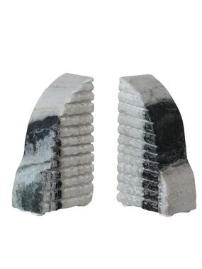 CREATIVE CO-OP NWT Carved Marble Bookends, Set of 2 -black